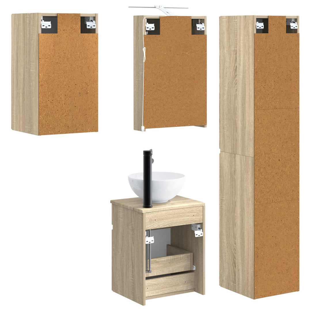 Badeværelsesskabsæt 5 pcs Sonoma-eg 40 x 10,5 x 60,5 cm