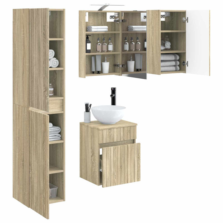 Badeværelsesskabsæt 5 pcs Sonoma-eg 40 x 10,5 x 60,5 cm