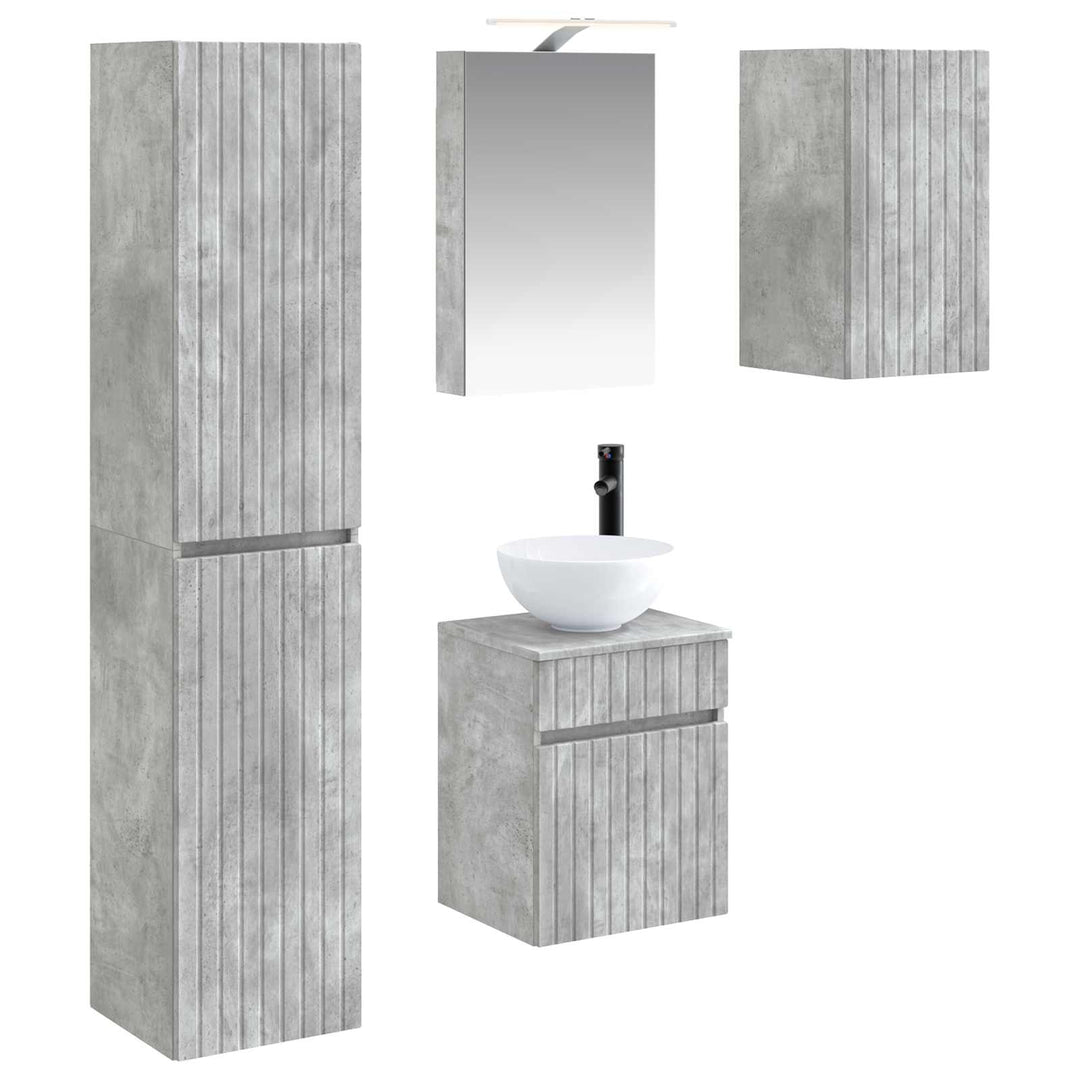 Badeværelsesskabsæt 5 pcs Betongrå 40 x 10,5 x 60,5 cm