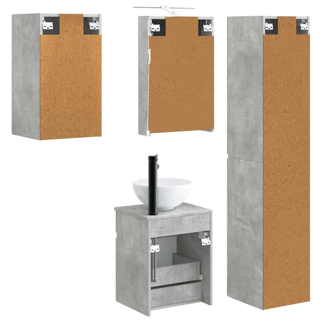 Badeværelsesskabsæt 5 pcs Betongrå 40 x 10,5 x 60,5 cm