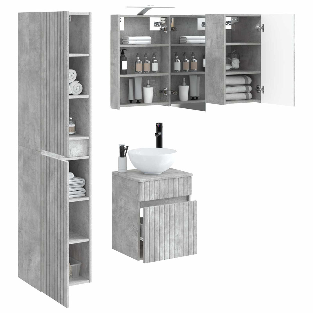 Badeværelsesskabsæt 5 pcs Betongrå 40 x 10,5 x 60,5 cm