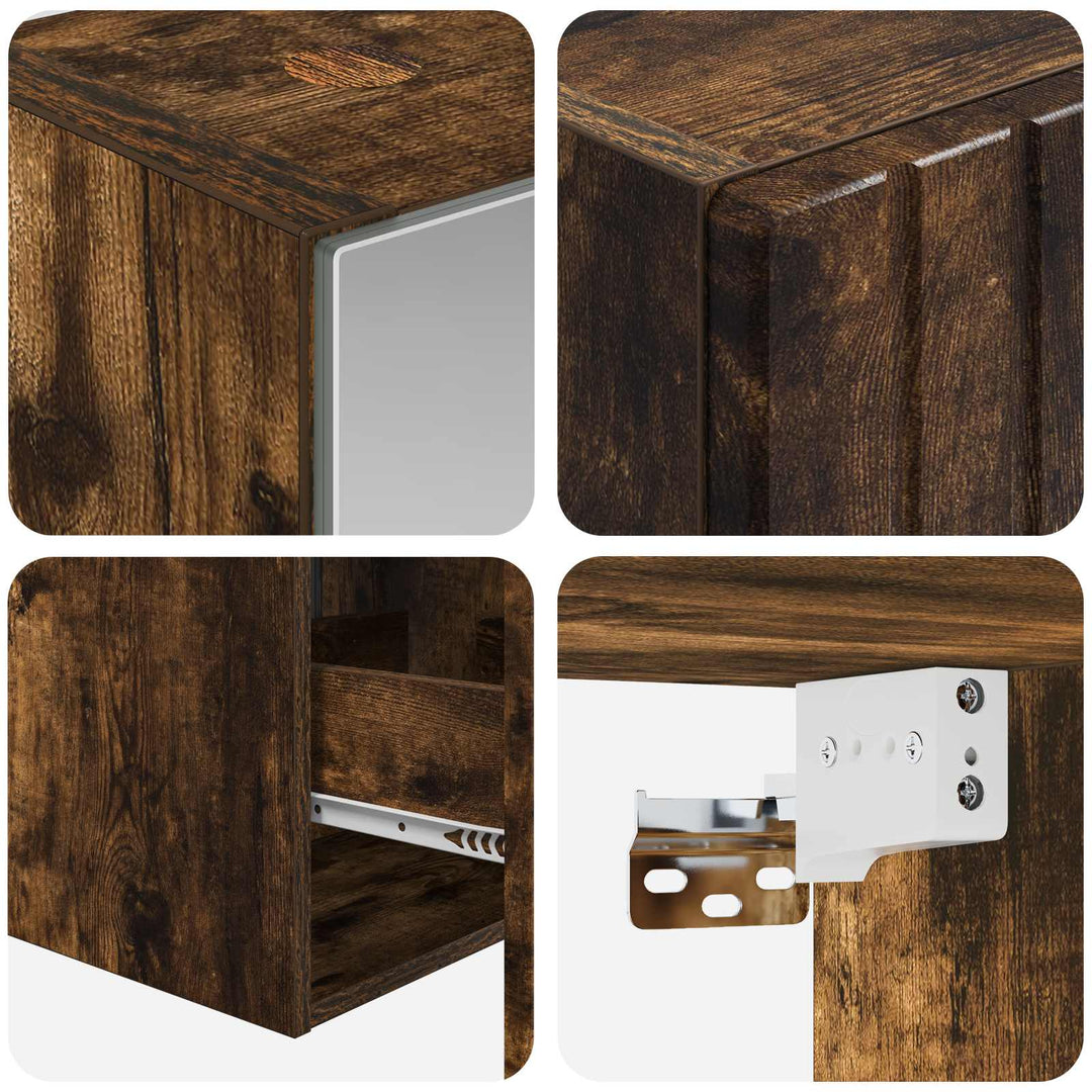 Badeværelsesskabsæt 5 pcs Røget eg 40 x 10,5 x 60,5 cm