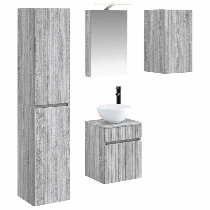 Badeværelsesskabsæt 5 pcs Grå Sonoma 40 x 10,5 x 60,5 cm