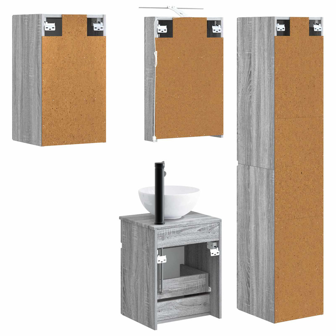 Badeværelsesskabsæt 5 pcs Grå Sonoma 40 x 10,5 x 60,5 cm