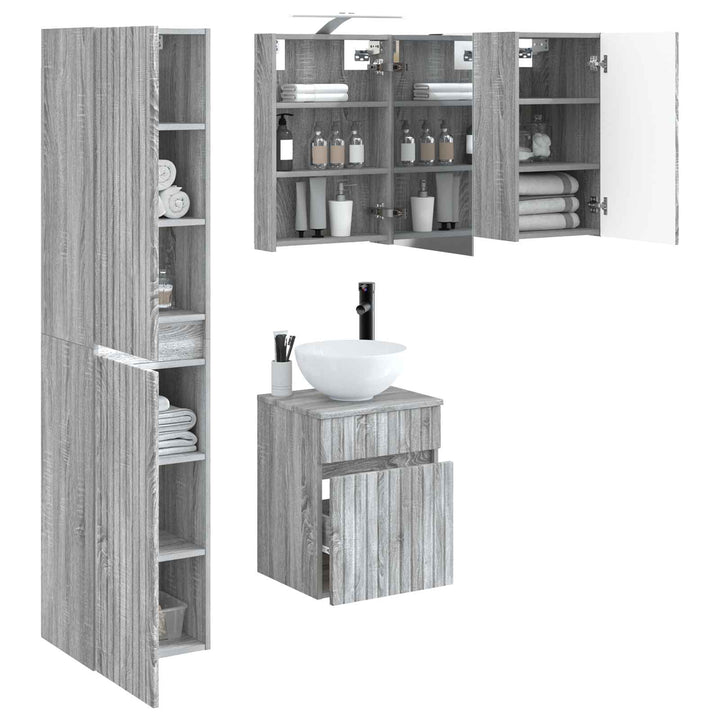 Badeværelsesskabsæt 5 pcs Grå Sonoma 40 x 10,5 x 60,5 cm