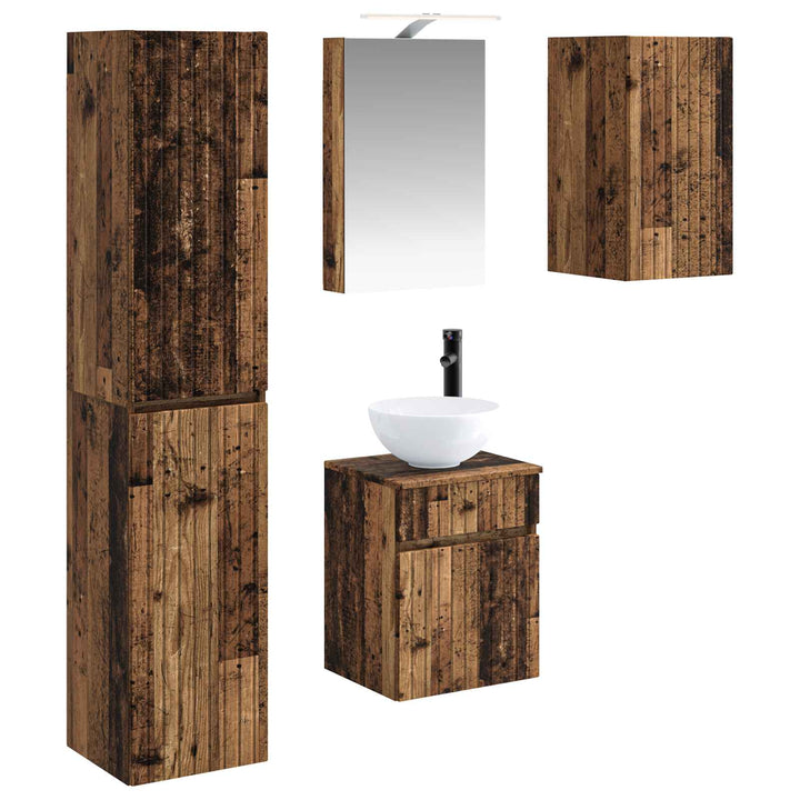 Badeværelsesskabsæt 5 pcs Gammelt træ 40 x 10,5 x 60,5 cm