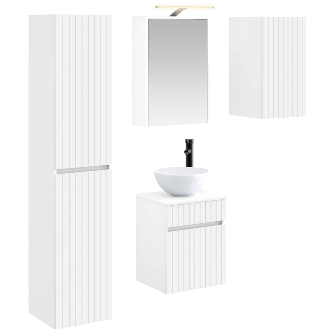 Badeværelsesskabsæt 5 pcs Hvid 43 x 16 x 62,5 cm