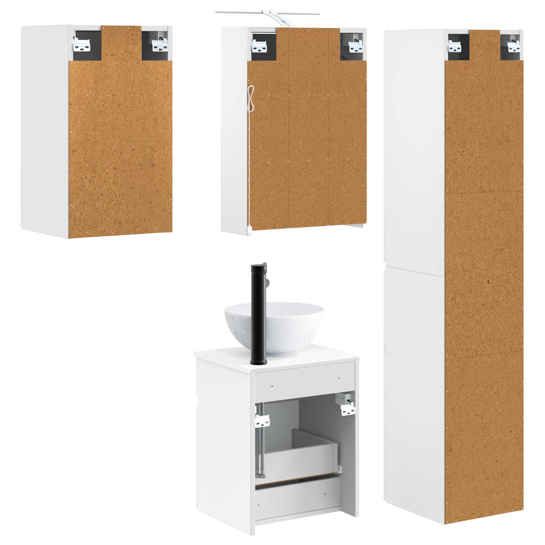 Badeværelsesskabsæt 5 pcs Hvid 43 x 16 x 62,5 cm