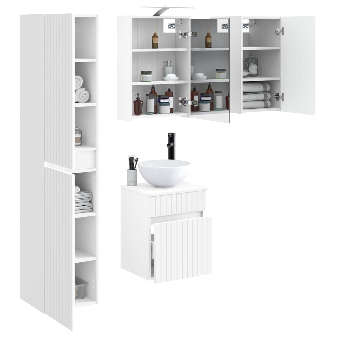 Badeværelsesskabsæt 5 pcs Hvid 43 x 16 x 62,5 cm