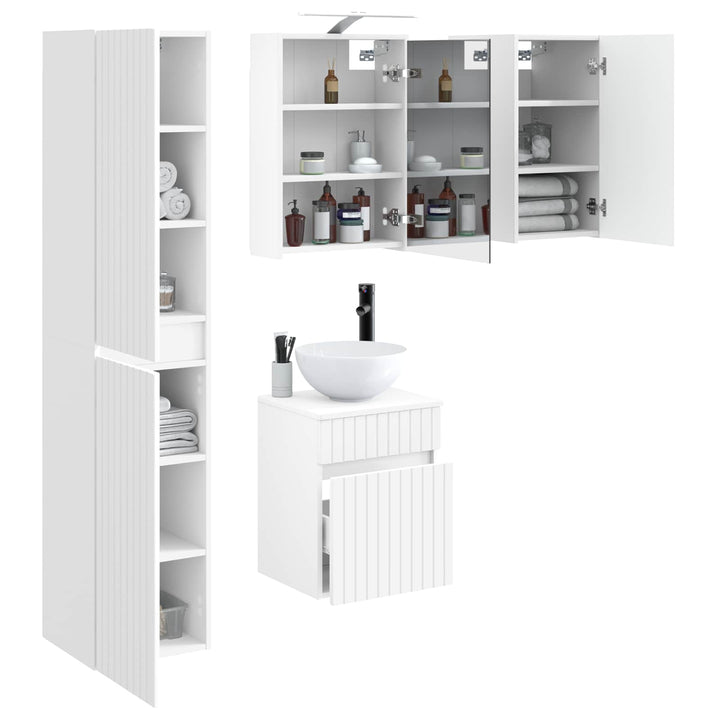Badeværelsesskabsæt 5 pcs Hvid 43 x 16 x 62,5 cm