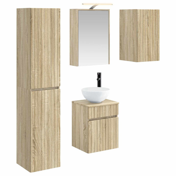 Badeværelsesskabsæt 5 pcs Sonoma-eg 43 x 16 x 62,5 cm