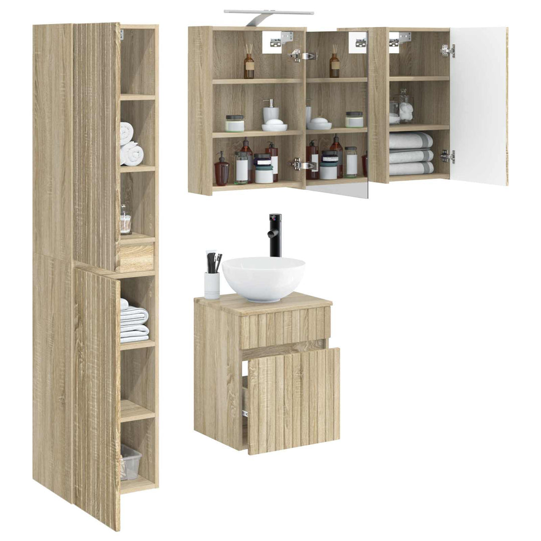 Badeværelsesskabsæt 5 pcs Sonoma-eg 43 x 16 x 62,5 cm