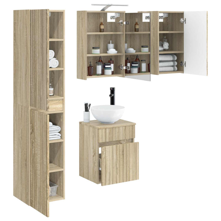 Badeværelsesskabsæt 5 pcs Sonoma-eg 43 x 16 x 62,5 cm