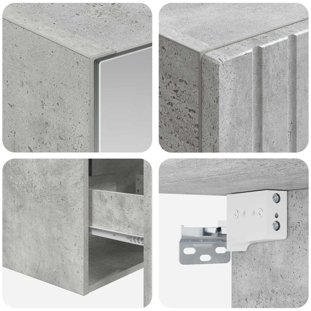 Badeværelsesskabsæt 5 pcs Betongrå 43 x 16 x 62,5 cm