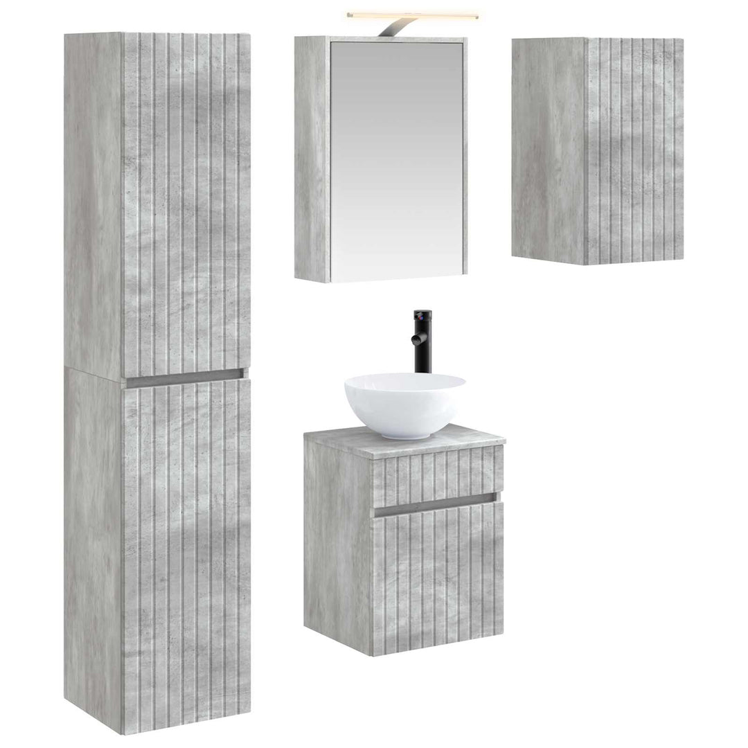 Badeværelsesskabsæt 5 pcs Betongrå 43 x 16 x 62,5 cm