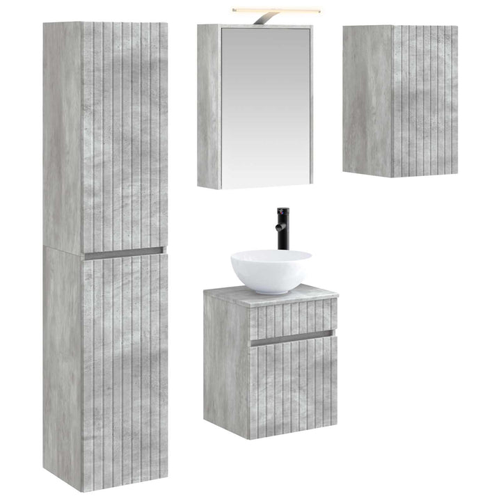 Badeværelsesskabsæt 5 pcs Betongrå 43 x 16 x 62,5 cm