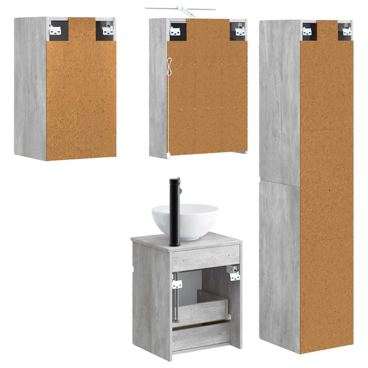Badeværelsesskabsæt 5 pcs Betongrå 43 x 16 x 62,5 cm