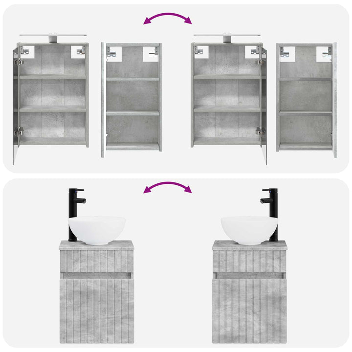 Badeværelsesskabsæt 5 pcs Betongrå 43 x 16 x 62,5 cm