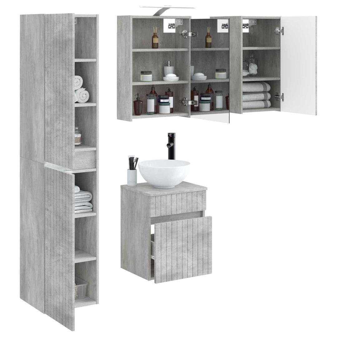 Badeværelsesskabsæt 5 pcs Betongrå 43 x 16 x 62,5 cm