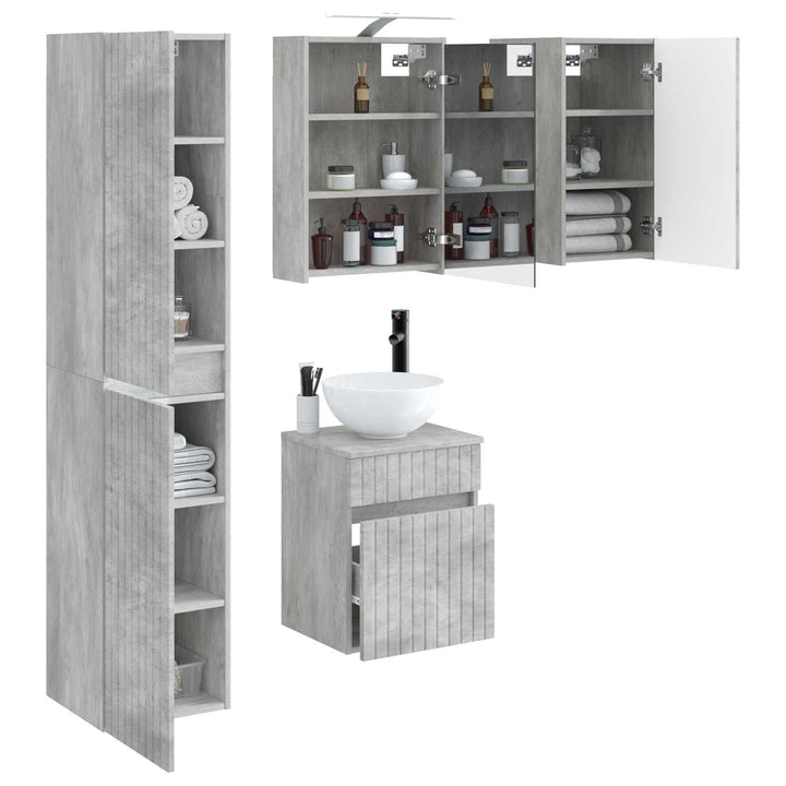 Badeværelsesskabsæt 5 pcs Betongrå 43 x 16 x 62,5 cm