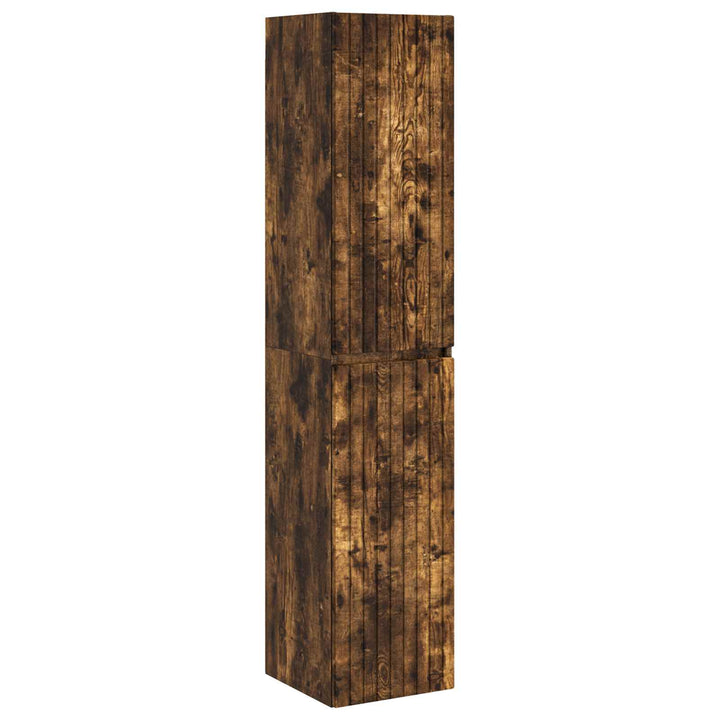 Badeværelsesskabsæt 5 pcs Røget eg 43 x 16 x 62,5 cm