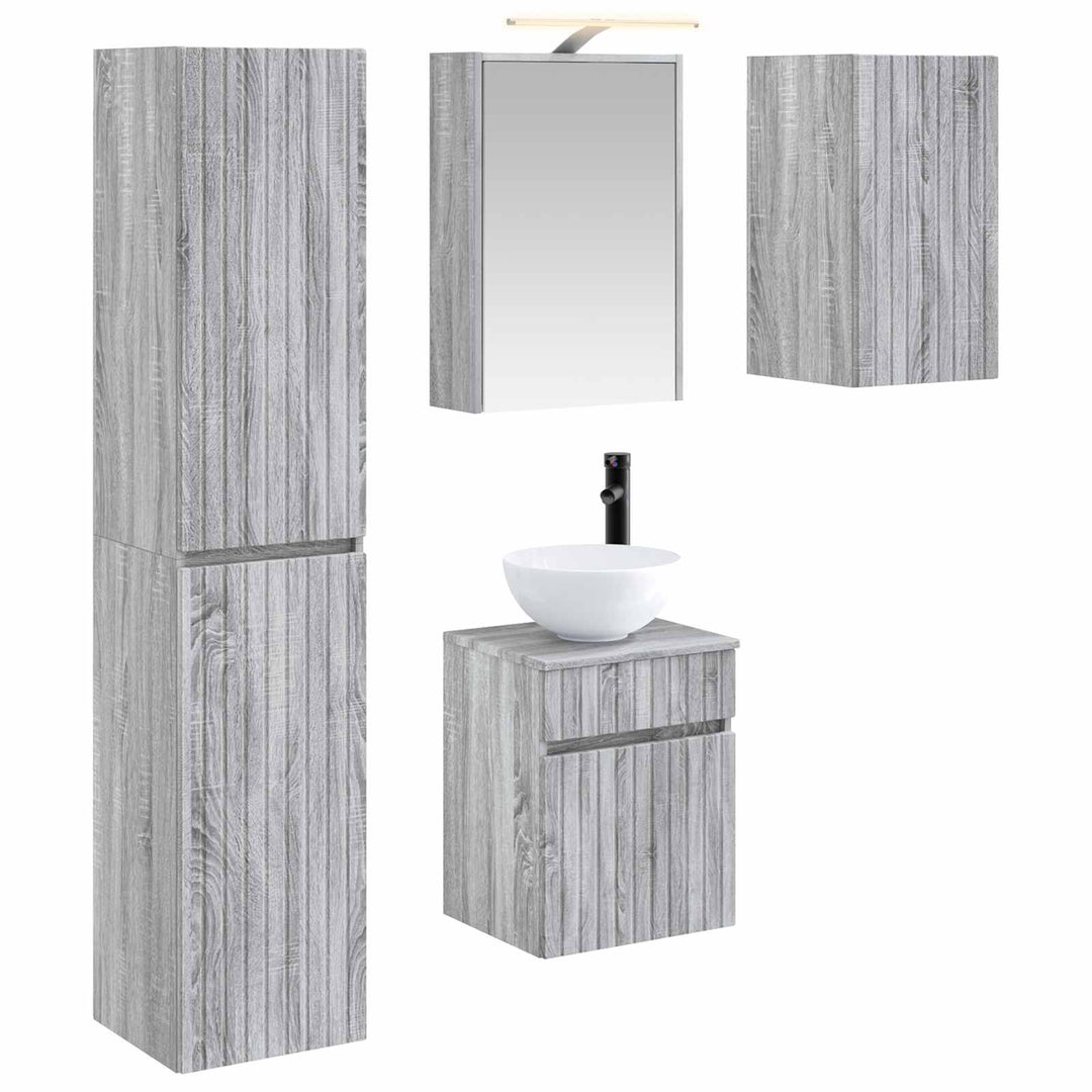 Badeværelsesskabsæt 5 pcs Grå Sonoma 43 x 16 x 62,5 cm
