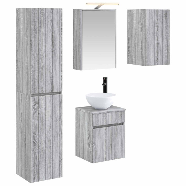 Badeværelsesskabsæt 5 pcs Grå Sonoma 43 x 16 x 62,5 cm