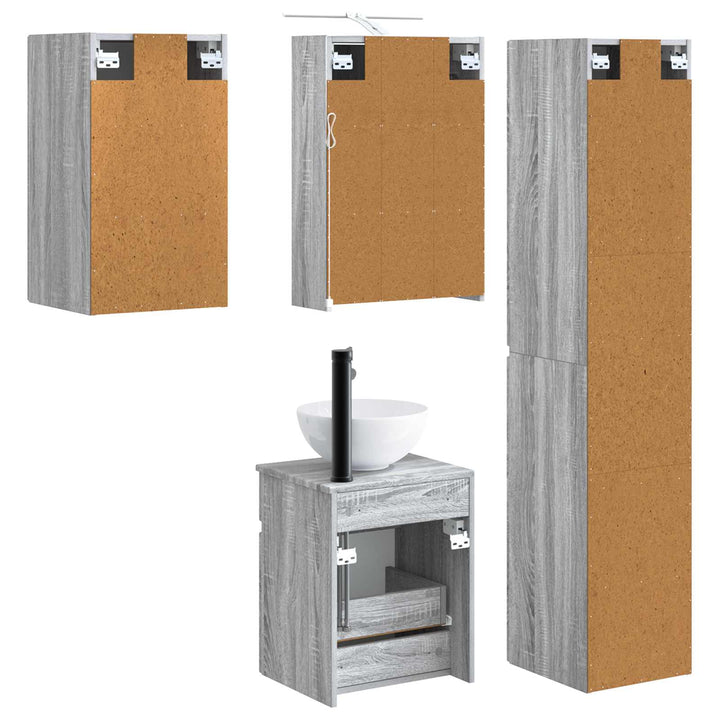 Badeværelsesskabsæt 5 pcs Grå Sonoma 43 x 16 x 62,5 cm