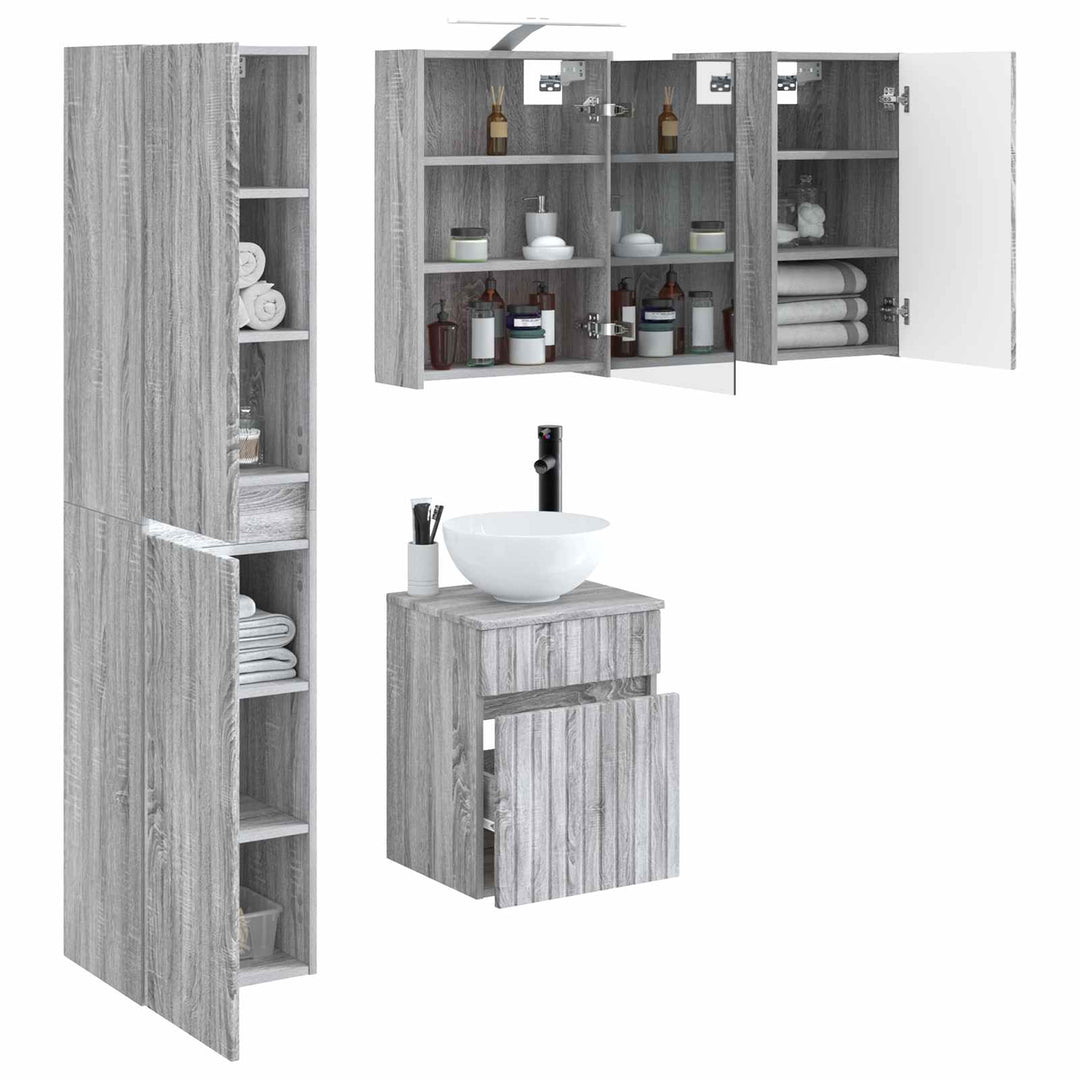 Badeværelsesskabsæt 5 pcs Grå Sonoma 43 x 16 x 62,5 cm