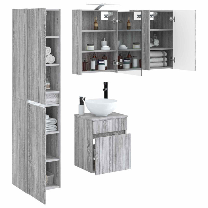 Badeværelsesskabsæt 5 pcs Grå Sonoma 43 x 16 x 62,5 cm