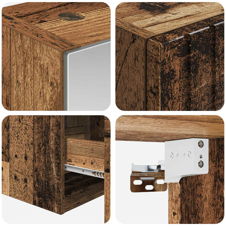 Badeværelsesskabsæt 5 pcs Gammelt træ 43 x 16 x 62,5 cm