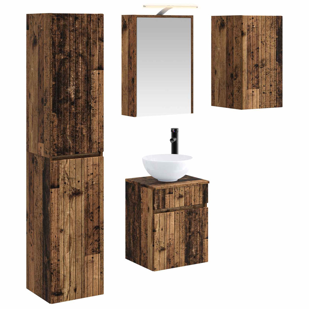 Badeværelsesskabsæt 5 pcs Gammelt træ 43 x 16 x 62,5 cm