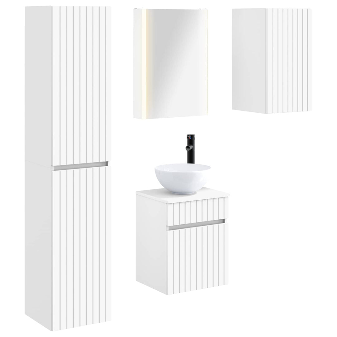 Badeværelsesskabsæt 5 pcs Hvid 43 x 11,5 x 60,5 cm