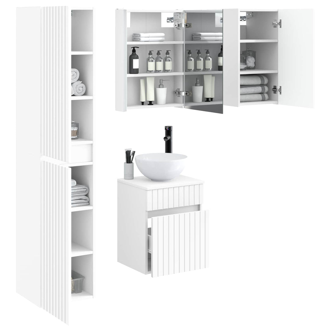 Badeværelsesskabsæt 5 pcs Hvid 43 x 11,5 x 60,5 cm