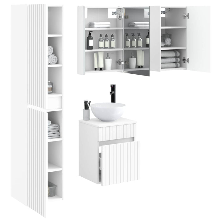 Badeværelsesskabsæt 5 pcs Hvid 43 x 11,5 x 60,5 cm
