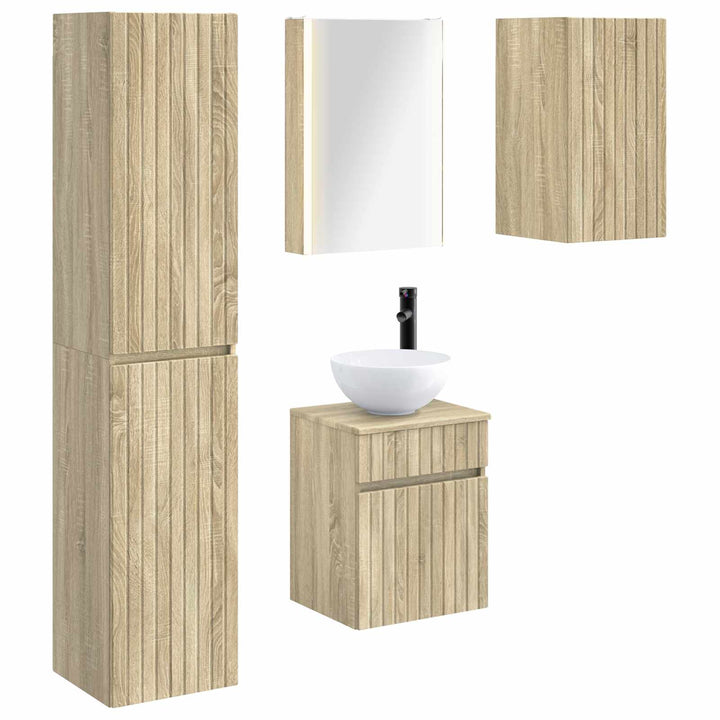Badeværelsesskabsæt 5 pcs Sonoma-eg 43 x 11,5 x 60,5 cm