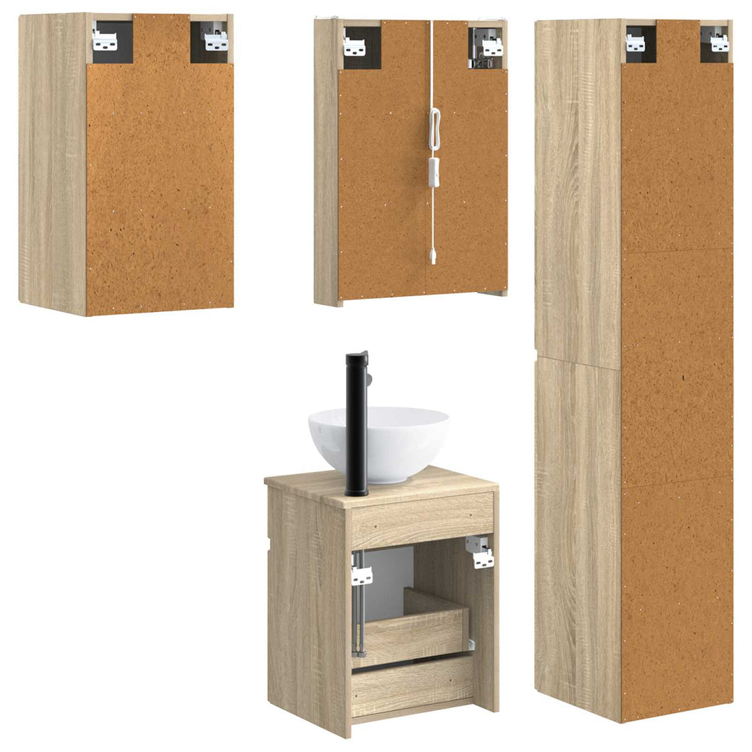 Badeværelsesskabsæt 5 pcs Sonoma-eg 43 x 11,5 x 60,5 cm