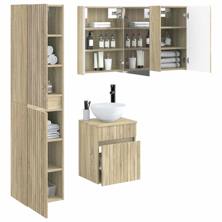 Badeværelsesskabsæt 5 pcs Sonoma-eg 43 x 11,5 x 60,5 cm