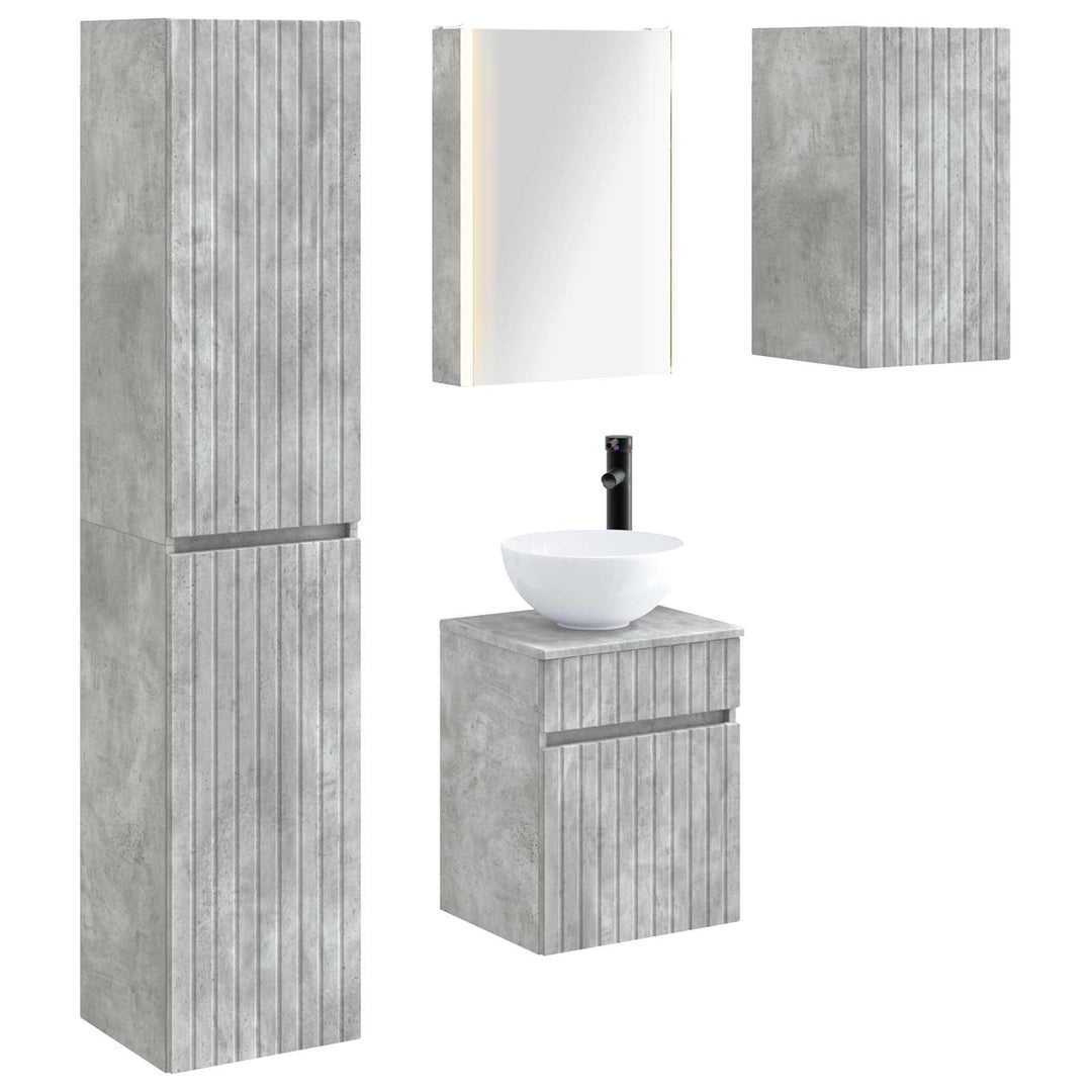 Badeværelsesskabsæt 5 pcs Betongrå 43 x 11,5 x 60,5 cm