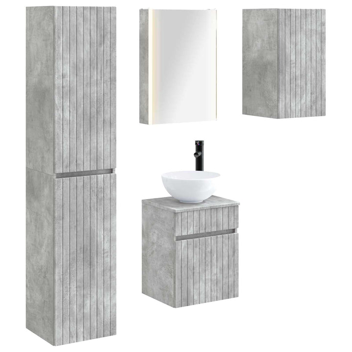 Badeværelsesskabsæt 5 pcs Betongrå 43 x 11,5 x 60,5 cm