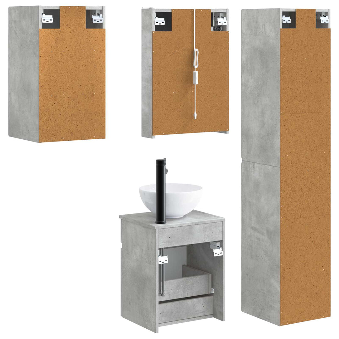 Badeværelsesskabsæt 5 pcs Betongrå 43 x 11,5 x 60,5 cm