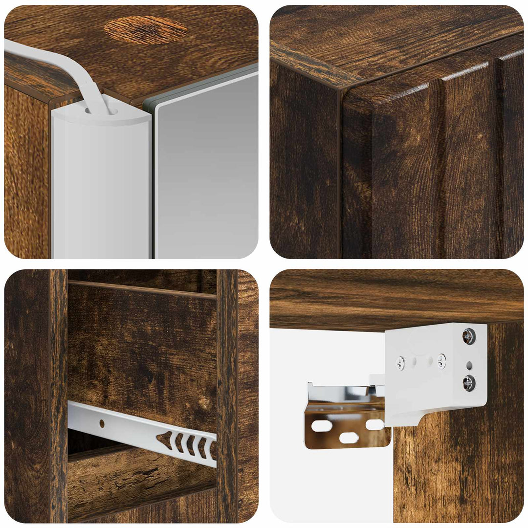 Badeværelsesskabsæt 5 pcs Røget eg 43 x 11,5 x 60,5 cm
