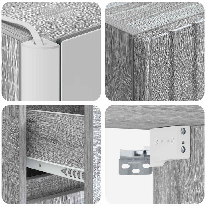 Badeværelsesskabsæt 5 pcs Grå Sonoma 43 x 11,5 x 60,5 cm