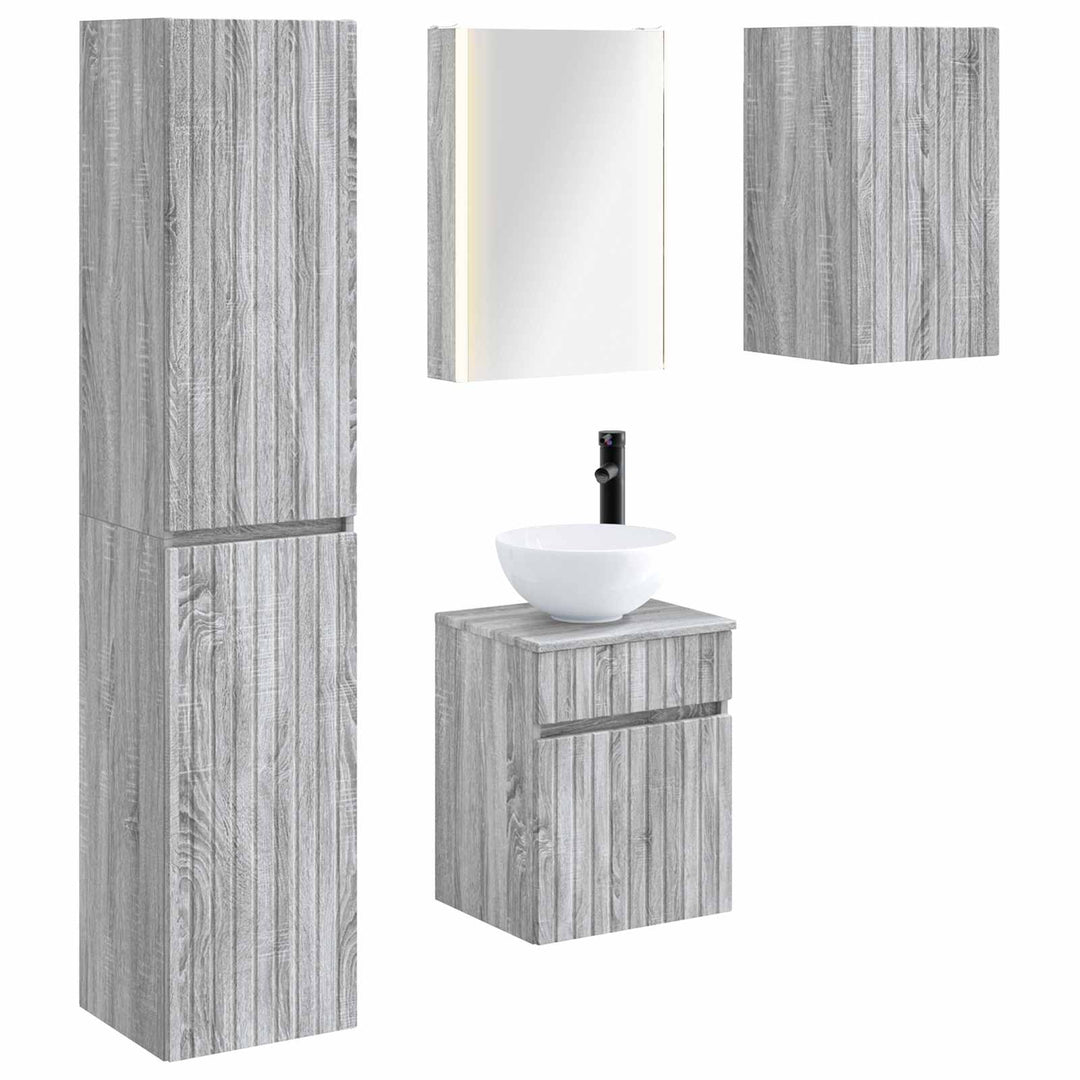 Badeværelsesskabsæt 5 pcs Grå Sonoma 43 x 11,5 x 60,5 cm
