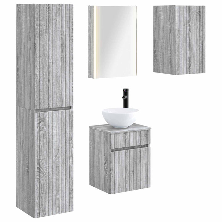 Badeværelsesskabsæt 5 pcs Grå Sonoma 43 x 11,5 x 60,5 cm
