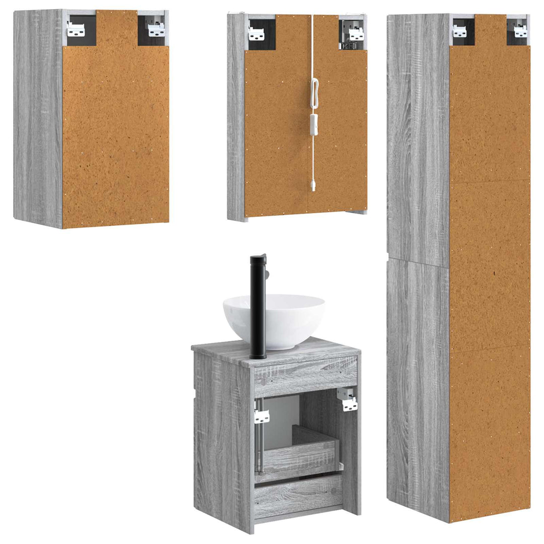 Badeværelsesskabsæt 5 pcs Grå Sonoma 43 x 11,5 x 60,5 cm