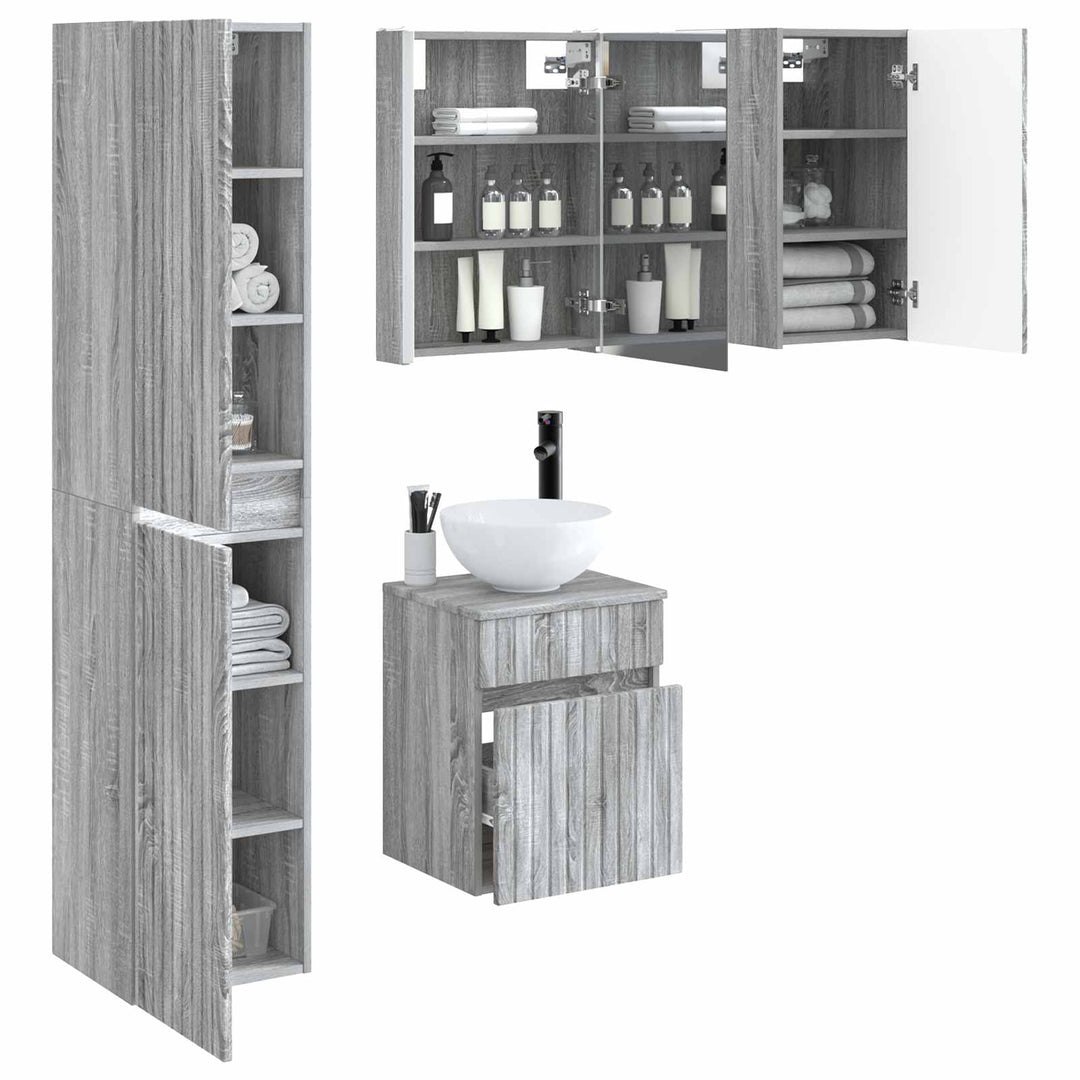 Badeværelsesskabsæt 5 pcs Grå Sonoma 43 x 11,5 x 60,5 cm