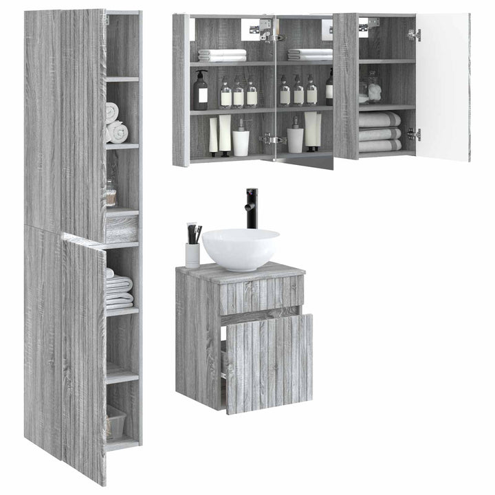 Badeværelsesskabsæt 5 pcs Grå Sonoma 43 x 11,5 x 60,5 cm