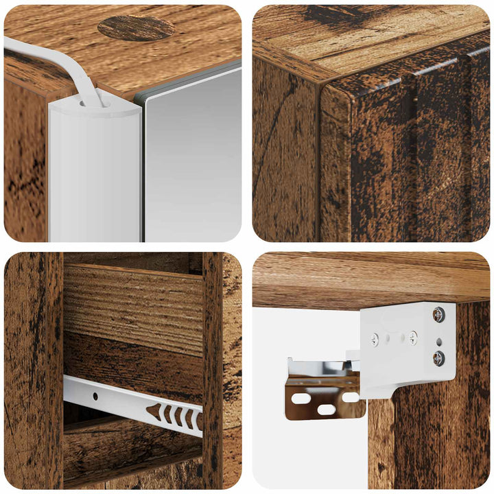 Badeværelsesskabsæt 5 pcs Gammelt træ 43 x 11,5 x 60,5 cm