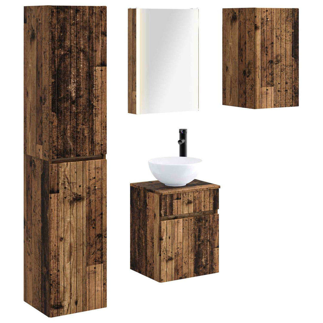Badeværelsesskabsæt 5 pcs Gammelt træ 43 x 11,5 x 60,5 cm